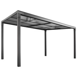 Pergola LINA sur fond blanc, avec son toit totalement fermé, vue de 3/4