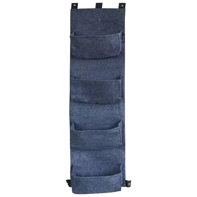 Balconnière Sac Géotextile 2 Poches Noires - 60x10x30 Cm 30L, Drainage Intégré Pour Fleurs Et Herbes