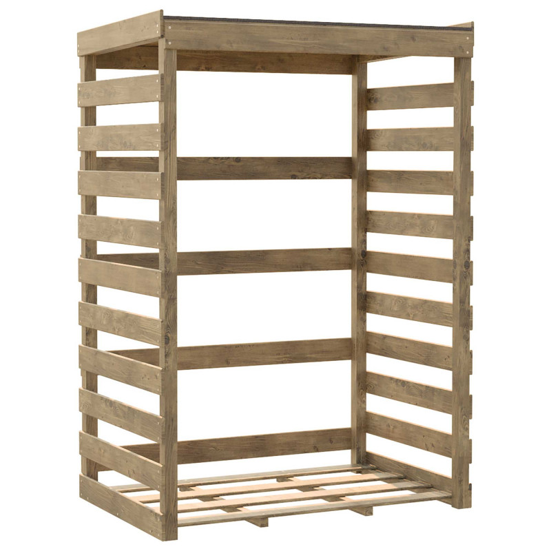 Abri-bûches COLOMBUS 174 x 82 x 120 cm en bois traité, vue de 3/4