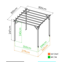 Schéma technique du cache-poubelle NESTON M avec mesures exactes