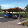 Carport double Victor en ambiance en extérieur avec deux voitures garées en dessous