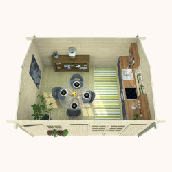 Abri de jardin en bois avec toiture en ardoise rouge - porte et fenêtres double vitrage ELISTA | 17,5m²