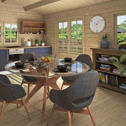Abri de jardin en bois avec toiture en ardoise rouge - porte et fenêtres double vitrage ELISTA | 17,5m²