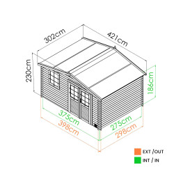 Abri de jardin en bois avec toiture en feutre bitumé JUNO | 10,1 m²