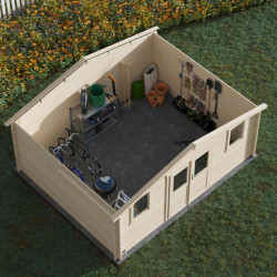 Abri de jardin en bois avec toiture en feutre bitumé JUNO | 17,5 m²