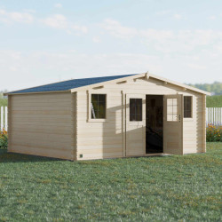 Abri de jardin en bois avec toiture en feutre bitumé JUNO | 17,5 m²