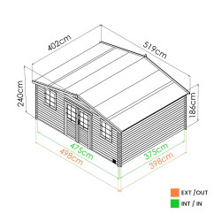Abri de jardin en bois avec toiture en feutre bitumé JUNO | 17,5 m²