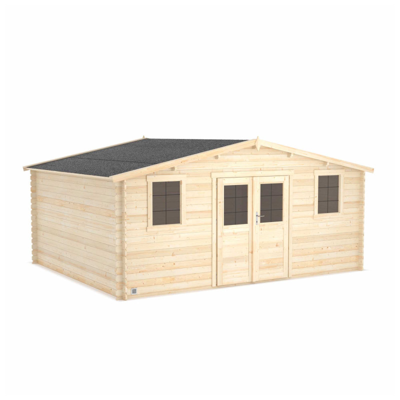 Abri de jardin en bois avec toiture en feutre bitumé JUNO | 17,5 m²