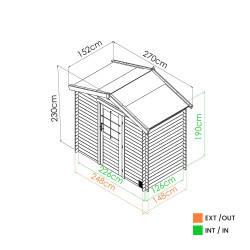 Abri de jardin en bois avec toiture en feutre bitumé et serrure inox JUNO | 2,8 m²