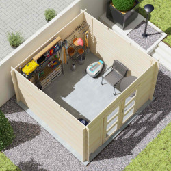 Abri de jardin en bois avec toiture mono-pente en feutre bitumé JUNO MODERN | 7,4 m²