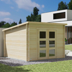 Abri de jardin en bois avec toiture mono-pente en feutre bitumé JUNO MODERN | 7,4 m²