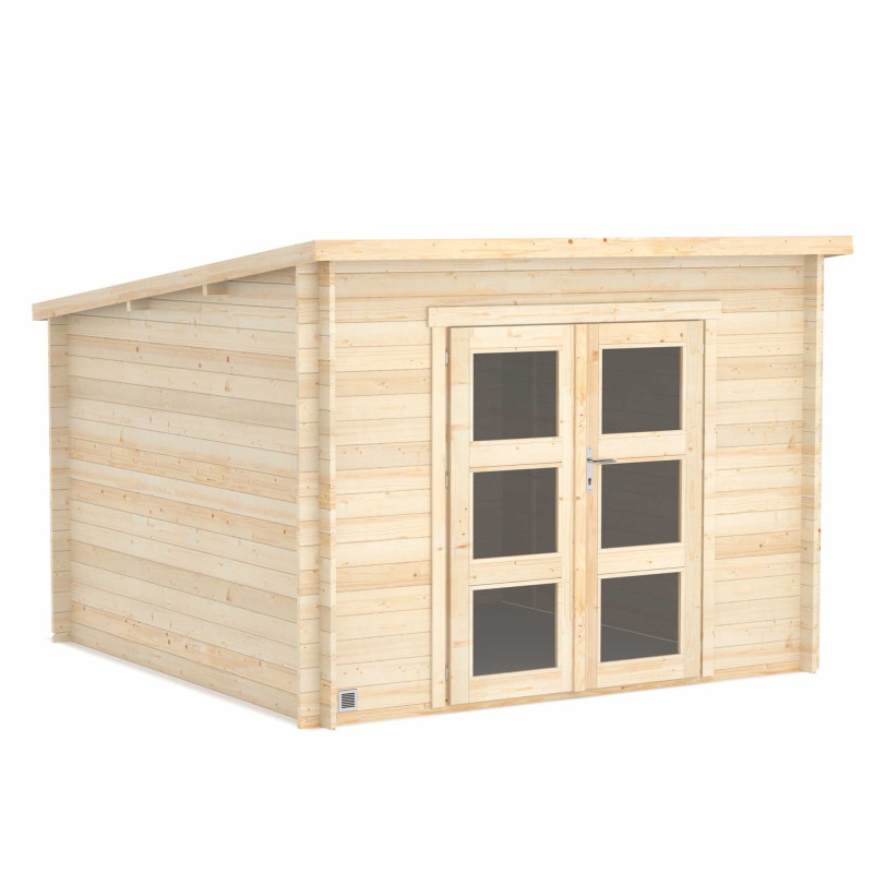 Abri de jardin en bois avec toiture mono-pente en feutre bitumé JUNO MODERN | 7,4 m²