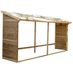 Abri-bûches MEMPHIS XXL 203 x 114,5 x 410 cm en bois traité, vue de 3/4