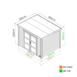 Abri de jardin en bois avec toiture en feutre bitumé NICIA MODERN | 6,2 m²