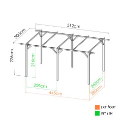Schéma technique du carport ou pergola Henri avec mesures exactes