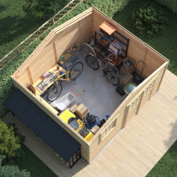 Abri de jardin en bois avec toiture en acier galvanisé SHELTY+  | 13,4 m²