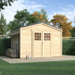 Abri de jardin en bois avec toiture en acier galvanisé SHELTY+ | 8,9 m²