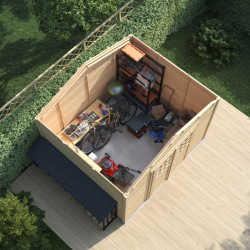 Abri de jardin en bois avec toiture en acier galvanisé SHELTY+ | 8,9 m²