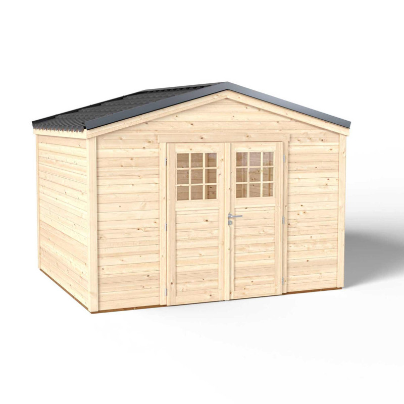 Abri de jardin en bois avec toiture en acier galvanisé SHELTY+ | 8,9 m²