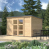 Abri de jardin en bois avec toiture mono-pente en acier galvanisé SHELTY+ MODERN | 8,9 m²