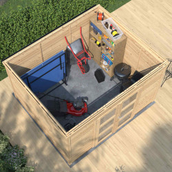 Abri de jardin en bois avec toiture mono-pente en acier galvanisé SHELTY+ MODERN | 8,9 m²