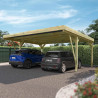 Carport double Victor design en ambiance en extérieur avec deux voitures garées en dessous