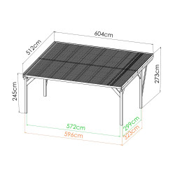 Schéma technique du carport double Victor design avec mesures exactes