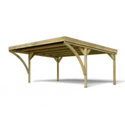 Carport double Victor Modern, vue de 3/4