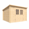 Abri de jardin en bois avec toiture mono-pente en feutre bitumé et serrure inox VALLO MODERN | 7.5m²