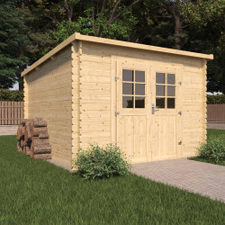 Abri de jardin en bois avec toiture mono-pente en feutre bitumé et serrure inox VALLO MODERN | 7.5m²