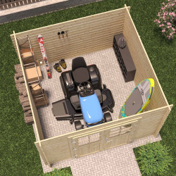 Abri de jardin en bois avec toiture mono-pente en feutre bitumé et serrure inox VALLO MODERN | 7.5m²