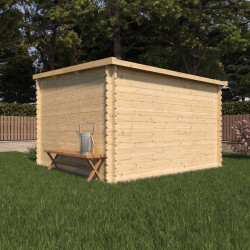 Abri de jardin en bois avec toiture mono-pente en feutre bitumé et serrure inox VALLO MODERN | 7.5m²