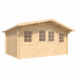 Abri de jardin en bois avec toiture en feutre bitumé et serrure inox STELO | 10m²