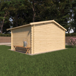 Abri de jardin en bois avec toiture en feutre bitumé et serrure inox STELO | 10m²