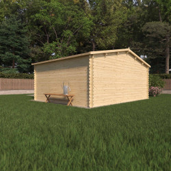 Abri de jardin en bois avec toiture en feutre bitumé et serrure inox VALLO | 17m²