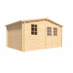 Abri de jardin en bois avec toiture en feutre bitumé et serrure inox VALLO | 14m²