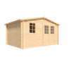Abri de jardin en bois avec toiture en feutre bitumé et serrure inox VALLO | 14m²