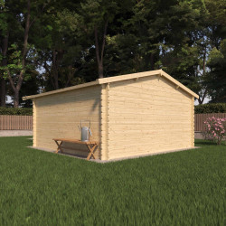 Abri de jardin en bois avec toiture en feutre bitumé et serrure inox STELO | 14m²