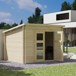 Abri de jardin en bois avec toiture mono-pente en feutre bitumé JUNO MODERN | 6 m²