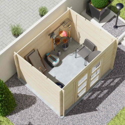 Abri de jardin en bois avec toiture mono-pente en feutre bitumé JUNO MODERN | 6 m²