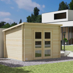 Abri de jardin en bois avec toiture mono-pente en feutre bitumé JUNO MODERN | 6 m²