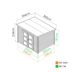 Abri de jardin en bois avec toiture mono-pente en feutre bitumé JUNO MODERN | 6 m²