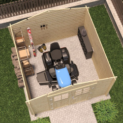 Abri de jardin en bois avec toiture en feutre bitumé et serrure inox VALLO | 7.5m²