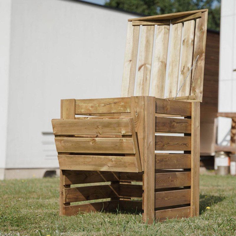 Composteur en bois de châtaigner 120 L Adèle - 60 x 60 x 60 cm - Le Livet