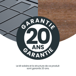 Carport en bois Solaire Elio - 1 voiture - 15,5m² - Garantie 20 ans - Garantie