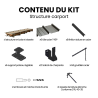 Illustration montrant le contenu du kit de la structure du carport 