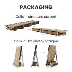 Carport solaire en bois Elio - carport photovoltaïque 1 place 15m² - garantie 20 ans