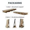Illustration montrant le packaging des deux kits (structure et panneaux solaires)