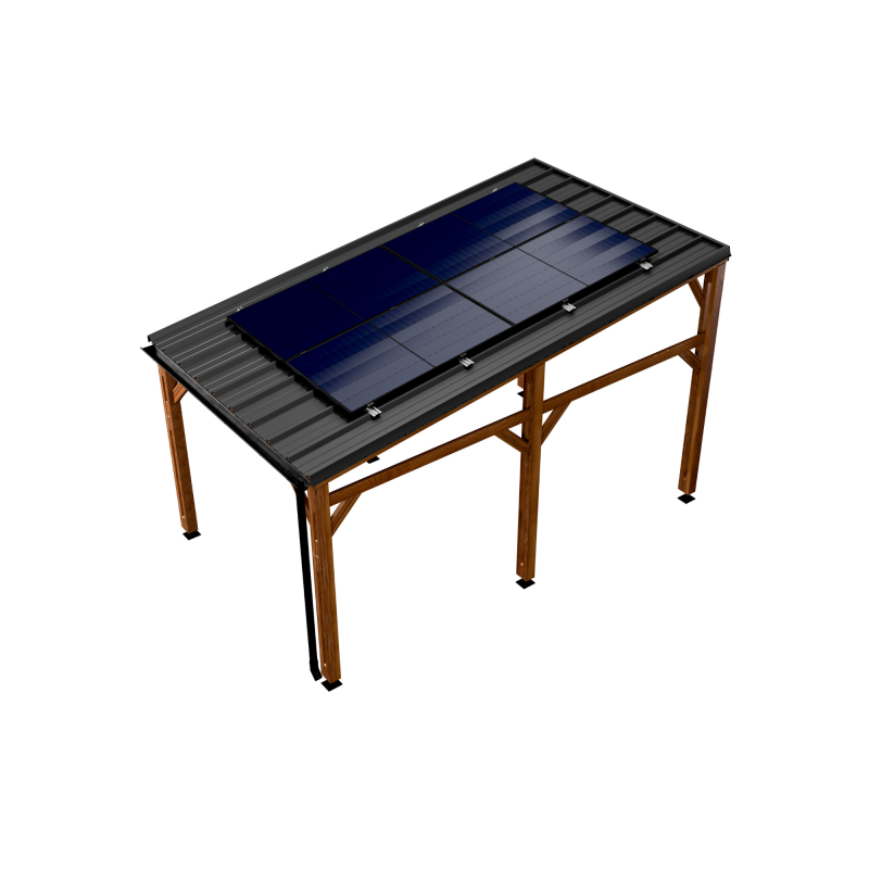 Carport solaire Elio vue du dessus pour distinguer les panneaux solaires sur le toit