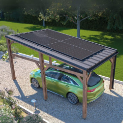 Carport en bois Solaire Elio - 1 voiture - 15,5m² - Garantie 20 ans